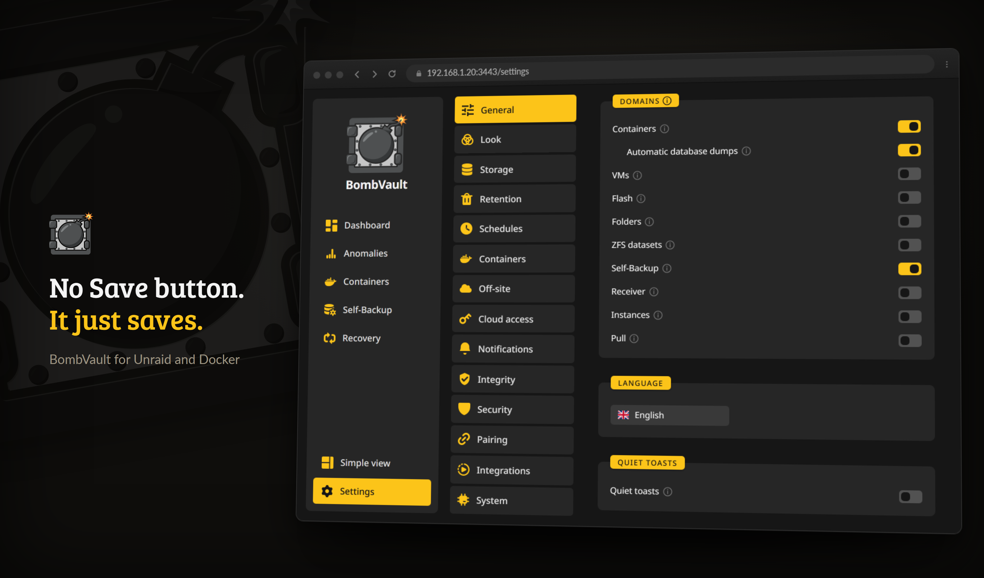 Settings has no Save button: every change is written as you make it.